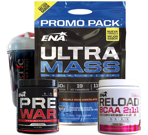 Ultra Mass 3 Kilo Ganador Peso + Pre Work + Reload + Shaker 