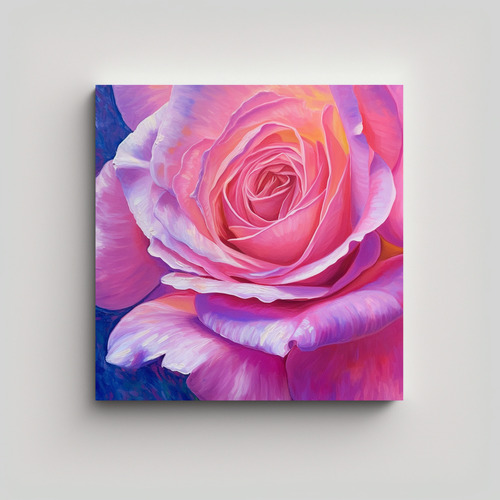 Cuadro - Composición De Rosa Rosa En Pintura Acrílica 40x4