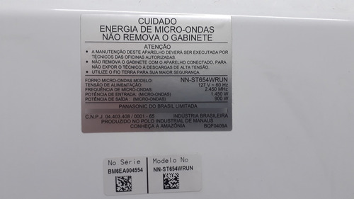 Micro-ondas Panasonic-style Nn-st654wrun - Para Peças (Usado)