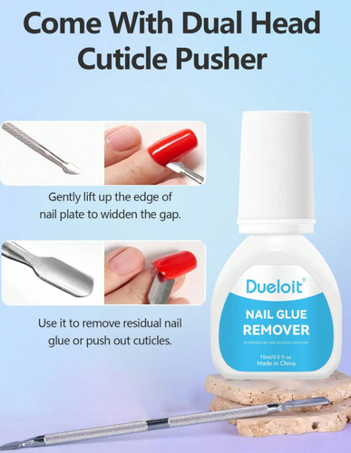 Set Pegamento Y Removedor Tips Uñas Postizas Press On