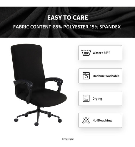 Funda Elástica Impermeable Para Silla De Oficina Negra