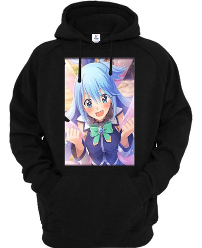 Sudadera Negra Hermosa Aqua Anime Waifu