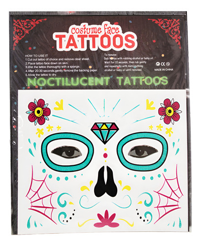 12 Tatuajes Temporales Catrinas Calaverita Halloween Muertos Color Catrina