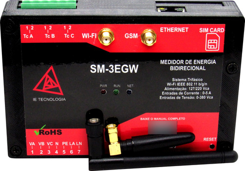 Medidor De Energia Ietecnologia Sm-3egw Trifásico Bidirecional 127V/220V/380V