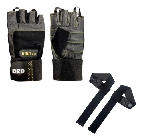 Combo! Guantes Gimnasio Fitness Drb King Y Straps Dsport Cuo