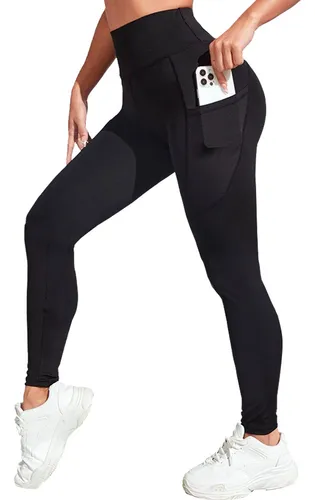 Leggins Deportivos Mujer Licra Mallon Gym Bolsa Celular