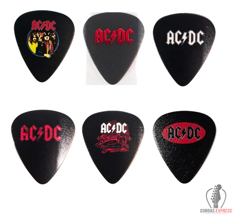Kit Palhetas Colecionáveis Ac/dc Perri's Com 6 Unidades