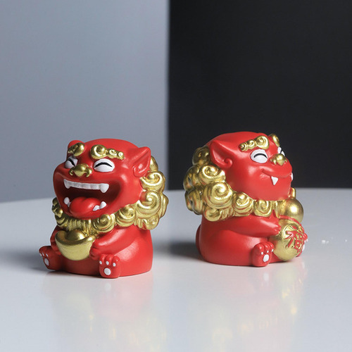 2x Mini Estatua De León Figura En Miniatura Adorno De Mesa