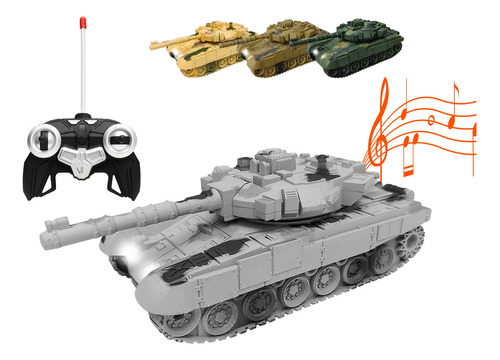 Auto Radio Control Remoto Tanque De Guerra Recargable Sonido Color Camuflaje/Marrón Personaje T-90