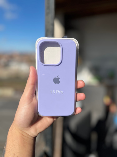 Funda Silicona Case Para Iphone 15 Pro Lila Lisa