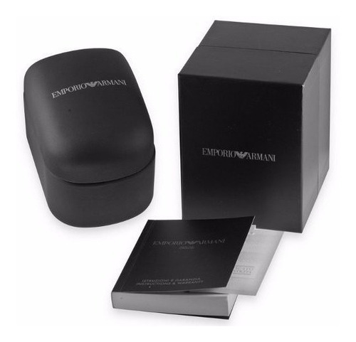 Relógio 0017g Empório Armani Ar0397 Preto Couro C/ Caixa