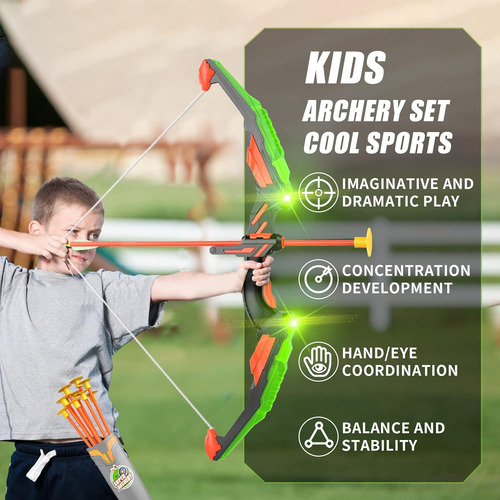 Bow And Arrow For Kids 4-6 8-12, Kids Archery Set With Light