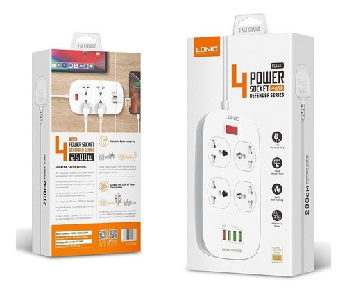 Extensión Toma Corriente Ldnio 2m 4 Power Socket + 4 Usb