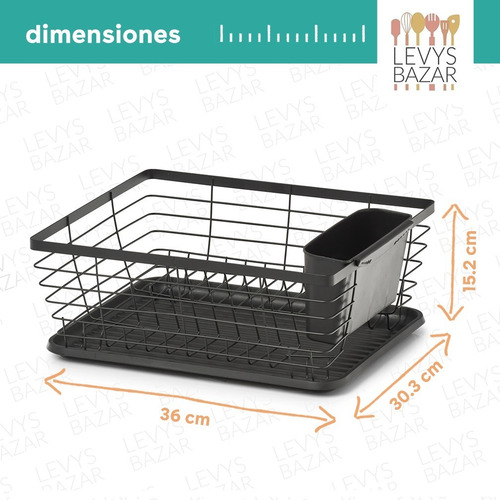 Secaplatos Escurridor Platos Cubiertos Con Bandeja Negro