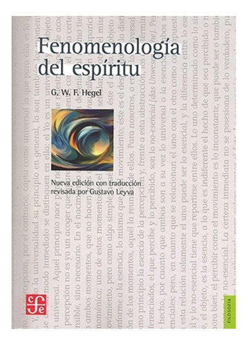 Fenomenologia Del Espiritu Gwf Hegel Clasico Filosofia Fce