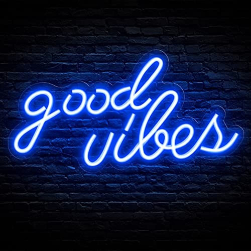 Olekki Blue Good Vibes Neon Sign - Led Neon Signs For Wall D