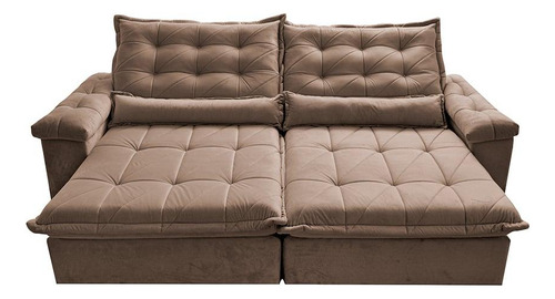 Sofá Retrátil 2,95m Cama Inbox Big Fresh. Com Softgel d40 Cor Castor