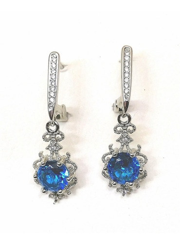 Imagen 2 de 3 de Aretes Con Topacio Y Zirconias Plata Laminada .925