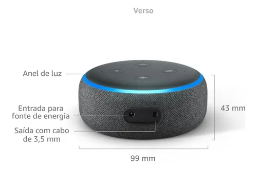 Echo Dot 3ª Geração Smart Speaker Com Alexa Amazon Cor Preto