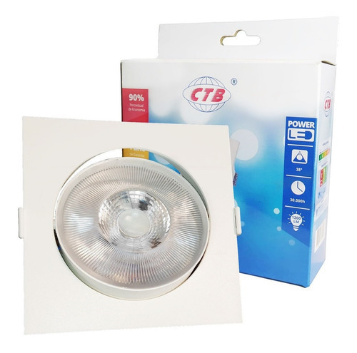 Spot Led 12w Quadrado 12,5cm Biv Frio Ou Quente Direcionável Cor Branco Quente - Cód. 761965 Bivolt