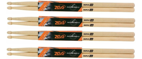 Kit 4 Pares Baqueta 5b Zeus Original Ponta Madeira Maple 5b