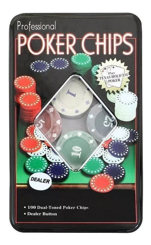 Set Poker 100 Fichas Caja Metal 