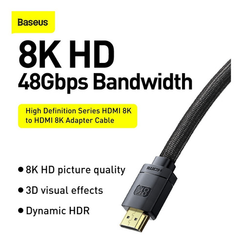 Imagen 7 de 10 de Cable Hdmi A Hdmi 3m Baseus 8k Hd/ 48gbps / 60hz / Premium