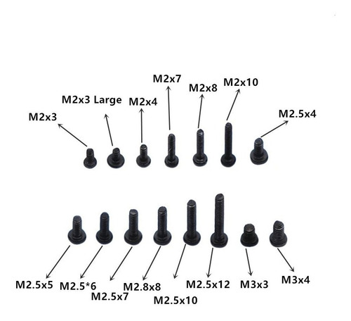 Imagem 2 de 4 de Kit Parafuso M2 M2.5 M3 Notebook Pc Computador Eletronicos