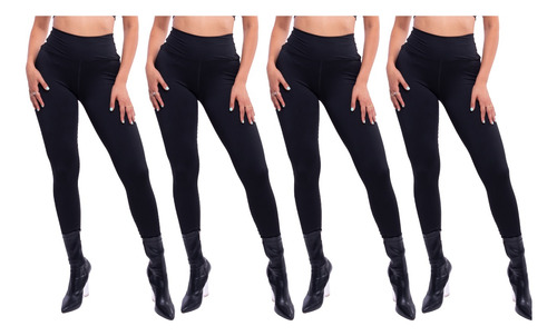 Pack X4 Calzas Con Faja Alta Mujer Tiro Alto Legging Yoga 