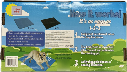 Think Dog Tapete Refrescante Para Mascota Con Funda Lavable Azul Rectangular