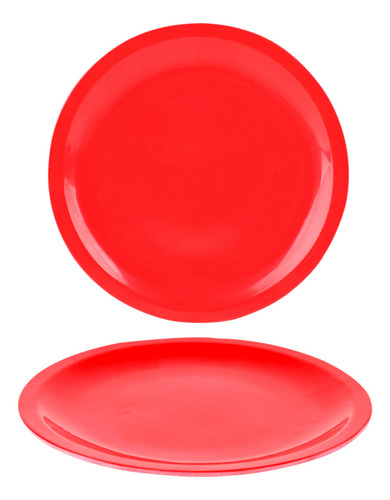 24 Platos Trinche Redondos Melamina 24 Cm Mayoreo Vencort Color Rojo