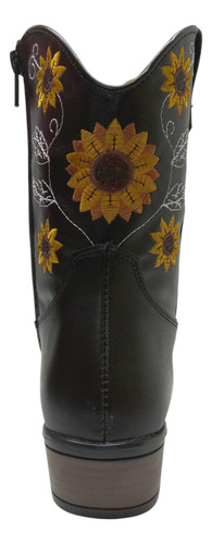 Botas Vaqueras Mujer Bordado Girasol Comodas Ligeras Montar