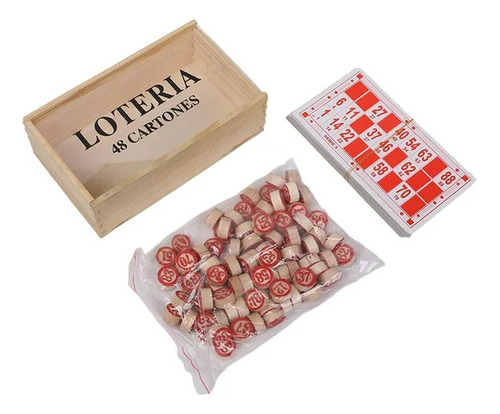 Bingo Loteria 48 Tarjetas Y 90 Fichas De Madera
