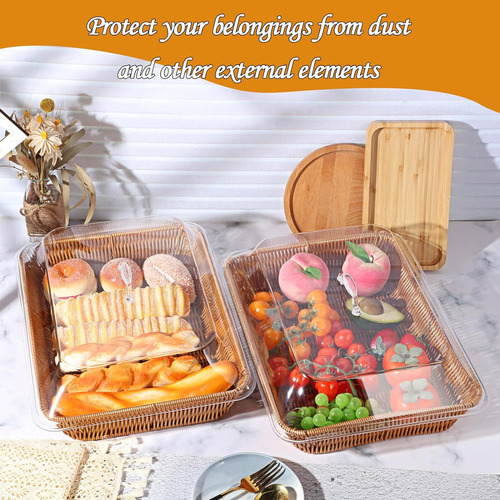 New Wicker Fruit Bread Basket With Acrylic Lid For