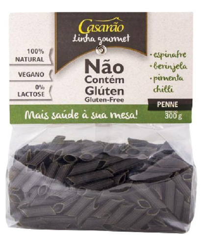 Kit 2x: Macarrão Penne Espinafre Sem Glúten Casarão 300g