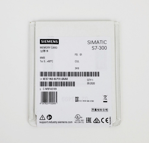 Siemens 6es7 953-8lp31-0aa0 Memory Card 8mb, New Sealed! Aai