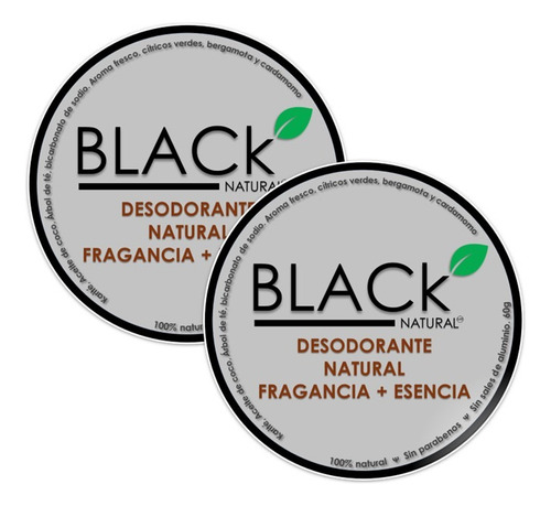 Black Natural | Pack 2 Desodorante Corporal Natural 60g C/u Fragancia Y Esencia CĂtricos
