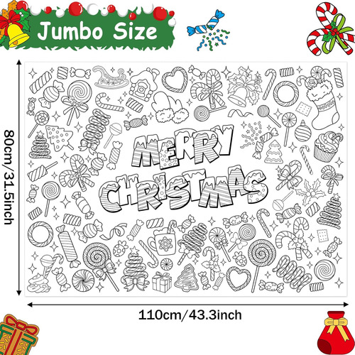 Póster Gigante De Colorea Para Niños Navideño 134 X 97 Cm