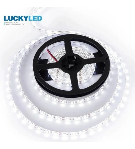 Imagen 2 de 3 de Cinta Luz Led Blanco Frio Adhesivas 12v + Adaptador 220 5mt