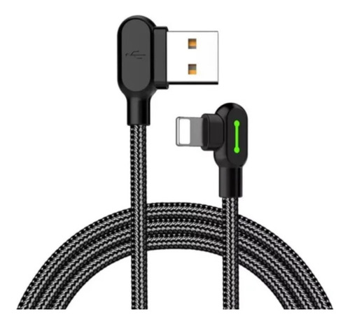 Cable Carga Rapida Para Iphone 2m 90° Uso Rudo Cybershop Negro