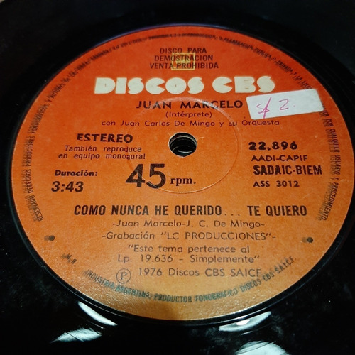 Simple Juan Marcelo Discos Cbs Ass 3012 C27