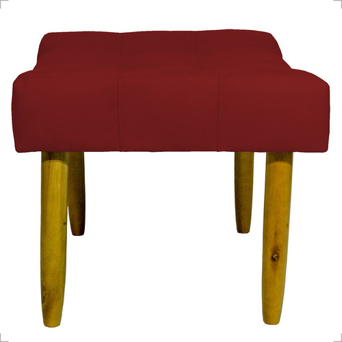 Puff Decorativo Retangular Requinte Pé Palito Suede Bege Cor Bordô