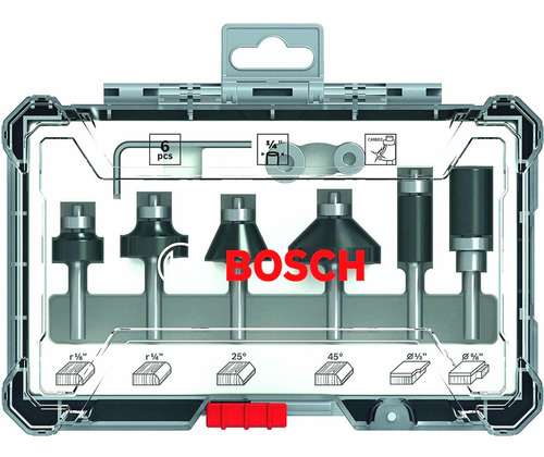 Juego De Fresas Para Router Rebajador Bosch X6u 1/4 Madera