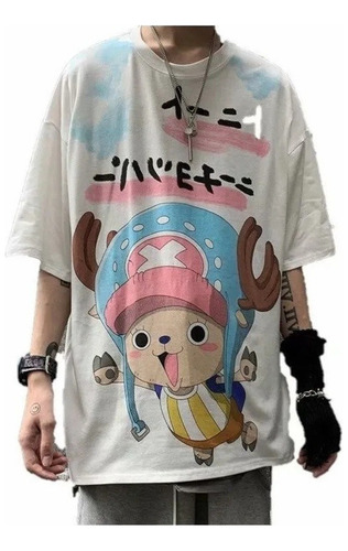 Camiseta Manga Corta Cartoon Anime One Piece Estampada