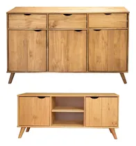 Comprar Juego Combo Living Rack Mesa Living Centro Madera Maciza