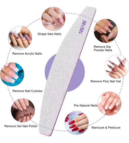 Juego De 25 Limas De Uñas Profesionales, Lima De Uñas Cuadra