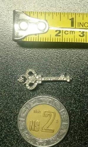 Dije Llave Oro Blanco 14k Con Diamante 1/10ct  Envio Gratis