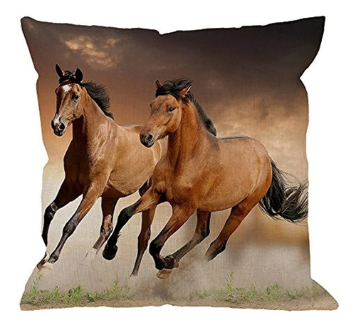 Hgod Designs Throw Pillow Case Horse, Running Horses Funda D