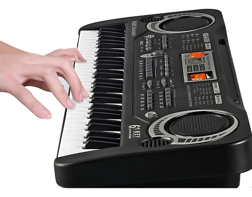 Teclado Brinquedo Infantil Eletrônico Com Microfone - Preto 127/220v