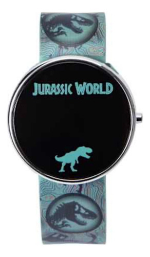 Reloj Led Jurassic World Con Hora Facil Uso Para Niños Azul Acero Plata Negro